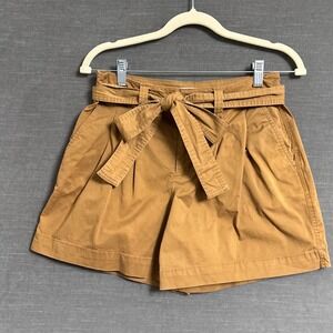 New Day Shorts 4 Brown High Waist Belted Pleated Casual Preppy‎ Relaxed Cottage
